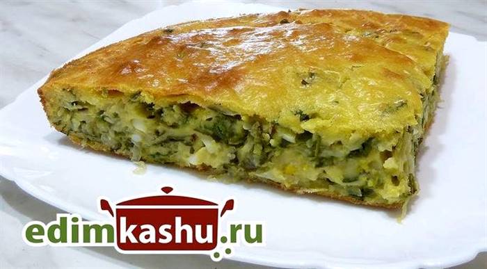 Лінивий пиріг із капустою на кефірі начинку з квашеної капусти